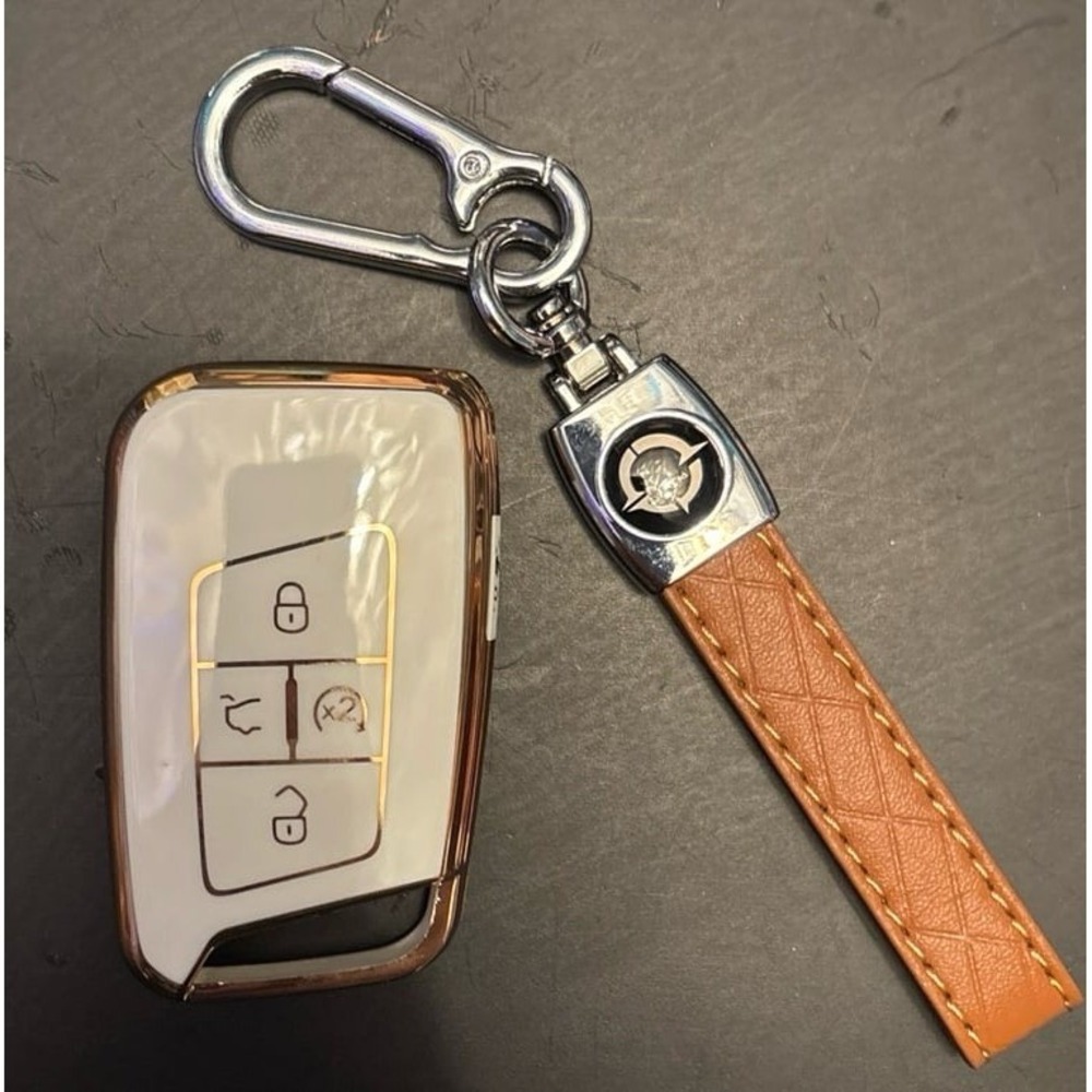 NEW Cream & Gold Soft TPU Key Fob Cover for 22-24 Chevy Silverado/GMC Sierra